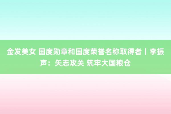 金发美女 国度勋章和国度荣誉名称取得者丨李振声：矢志攻关 筑牢大国粮仓