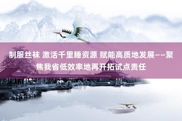 制服丝袜 激活千里睡资源 赋能高质地发展——聚焦我省低效率地再开拓试点责任