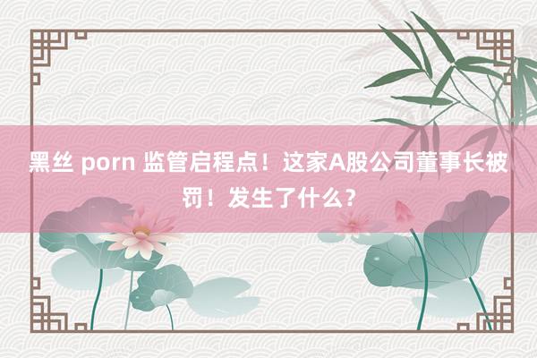 黑丝 porn 监管启程点！这家A股公司董事长被罚！发生了什么？
