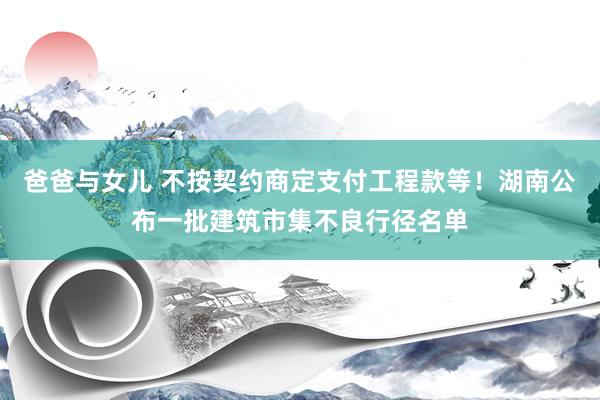 爸爸与女儿 不按契约商定支付工程款等！湖南公布一批建筑市集不良行径名单