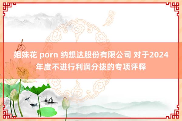 姐妹花 porn 纳想达股份有限公司 对于2024年度不进行利润分拨的专项评释