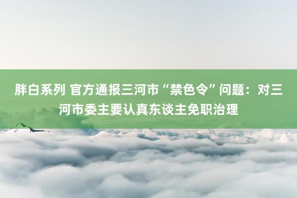胖白系列 官方通报三河市“禁色令”问题：对三河市委主要认真东谈主免职治理