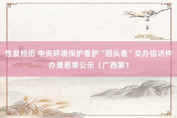性爱经历 中央环境保护看护“回头看”交办信访件办理恶果公示（广西第1