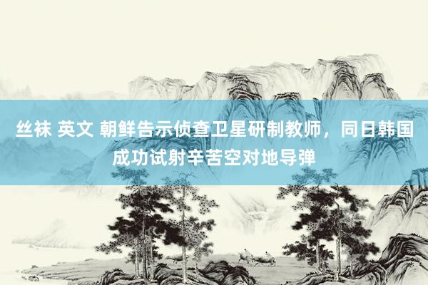 丝袜 英文 朝鲜告示侦查卫星研制教师，同日韩国成功试射辛苦空对地导弹