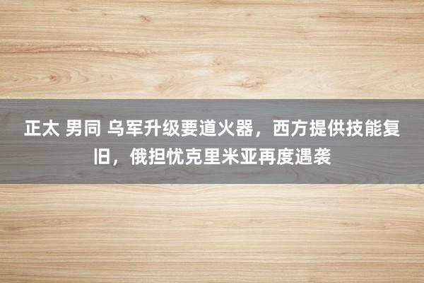 正太 男同 乌军升级要道火器，西方提供技能复旧，俄担忧克里米亚再度遇袭