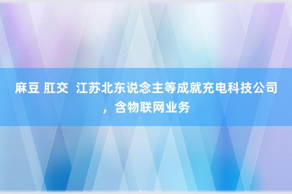 麻豆 肛交  江苏北东说念主等成就充电科技公司，含物联网业务